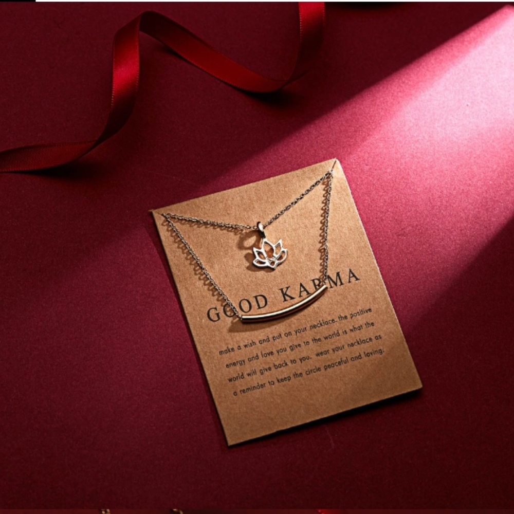 Good Karma Boho Indie Gold Layering Charm Necklace - Picture 3 of 7